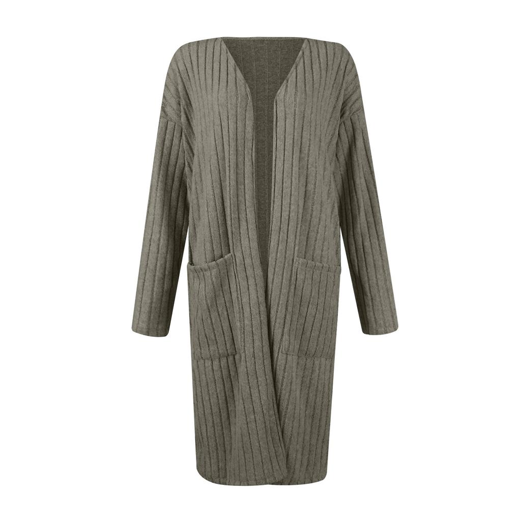 Women's Fashion Casual Long Cardigan Large Size Long Sleeve Knit Jacket