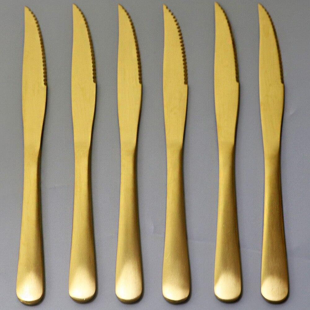 6Pcs Flatware Wenstern Steak Knife Cutlery Set 18/10 Stainless Steel Dinnerware Set Knife Kitchen Dinner Set
