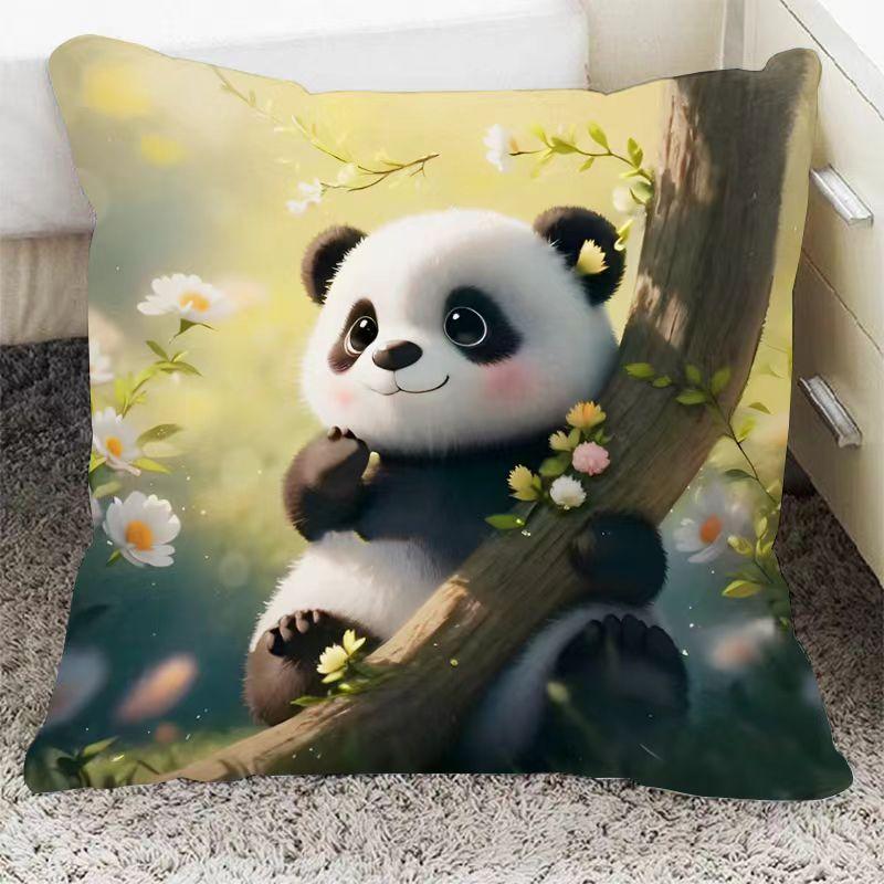 Квадратная наволочка с пандой, милая подушка, чехлы для диванных подушек, поясничная подушка для дома