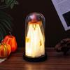 Halloween Ghost Decor Light Up Ghost In Glass Cloche with Wood Base Cute Ghost Night Light Decoration for Table Shelf Fireplace Room Decor