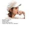 Ladies Beret Short Brim Plush Retro Dome Solid Color Headpiece Lightweight English Style Octagonal Cap Peaked Cap for Shopping Travel Dating
