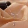 925 Sterling Silver Water Drop Tassel Necklace Female Simple Light Luxury Geometric Clavicle Chain