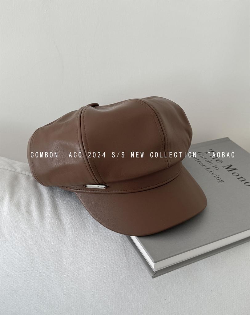 Восьмиугольная шляпа из искусственной кожи ягненка, женская осенне-зимняя высококачественная ретро-беретка, тонкая шляпа газетчика, шляпа литературного и ретро-художника