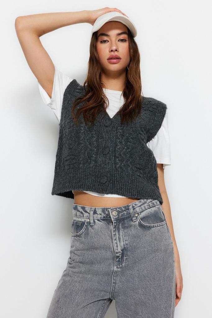 Women's Elegance Style Sweater Stone Soft Textured Knitwear Vest