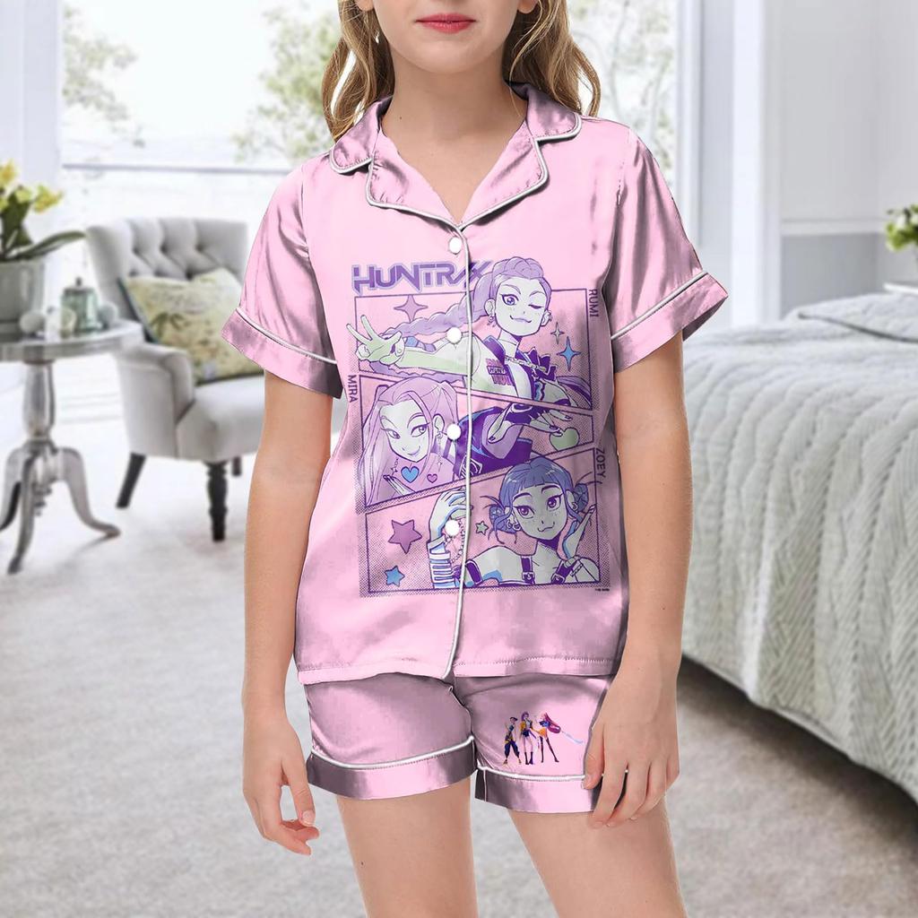 Детская домашняя одежда Пижамный комплект Топ с коротким рукавом Шорты Комплект из двух предметов Верхняя одежда Игровой кардиган Одежда