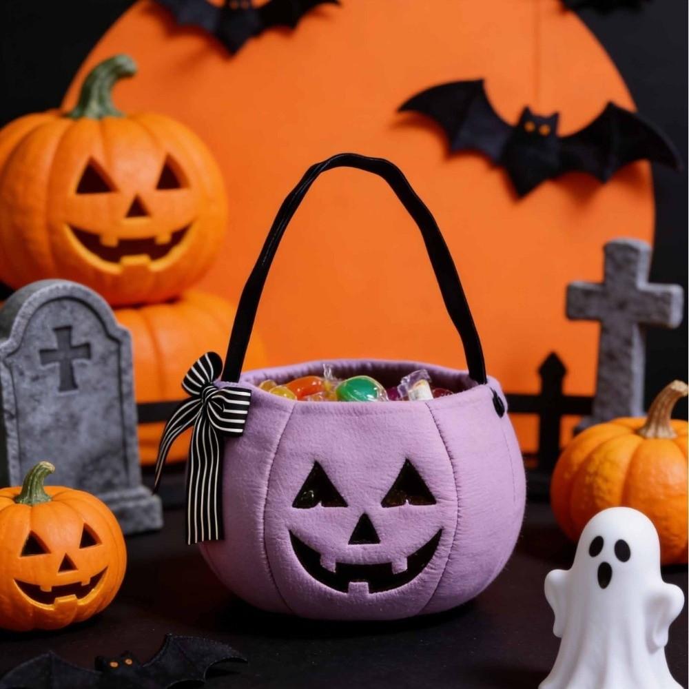 Open Top Pumpkin Bucket Handheld Pumpkin Candy Bucket Festive Halloween Candy Bag Dessert Making