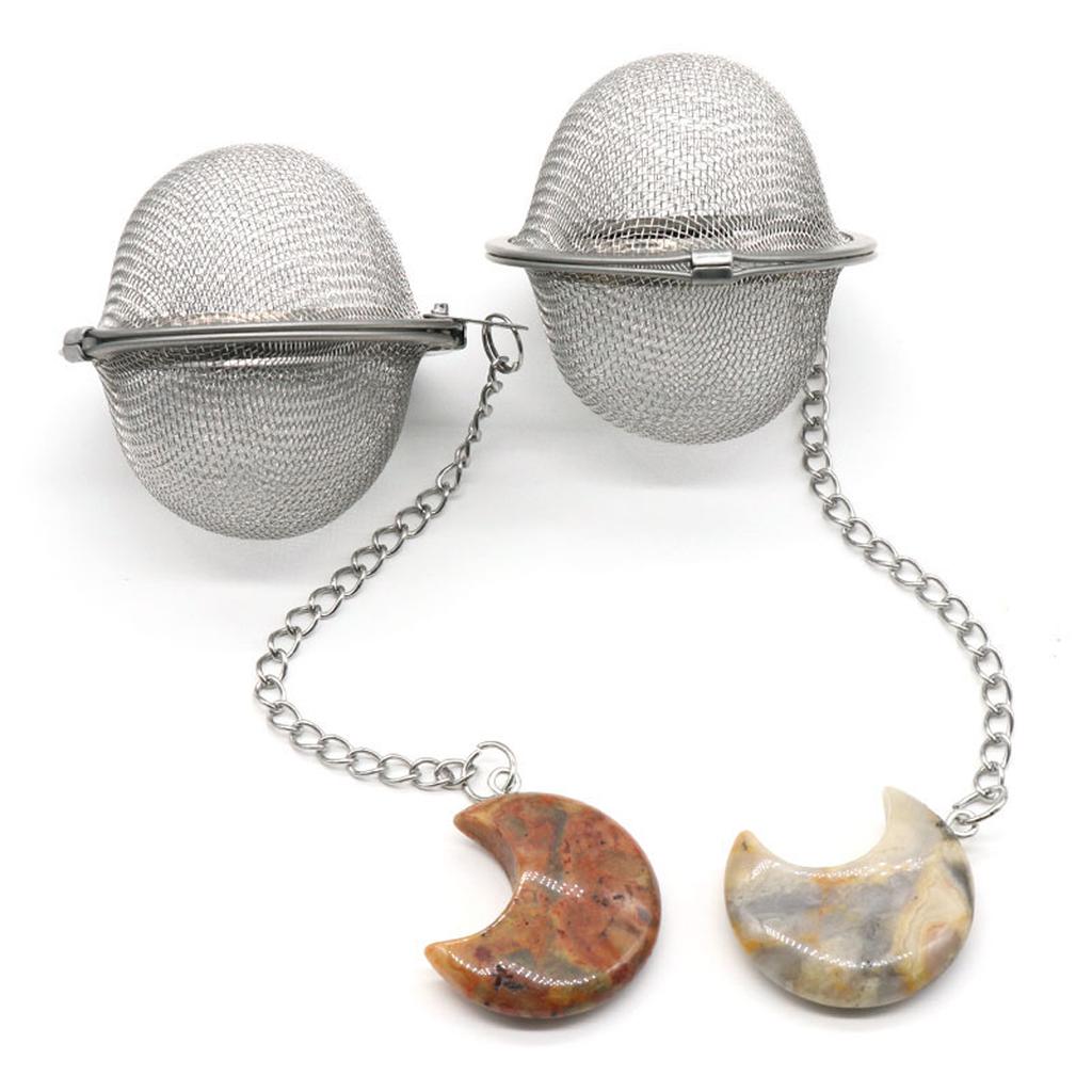 1 шт., сетчатый фильтр для чая, удлинительная цепочка в форме луны, искусственный кристалл, камень из нержавеющей стали, горячий горшок, специи, ситечко для чая, шар, кухонный шарик для чая