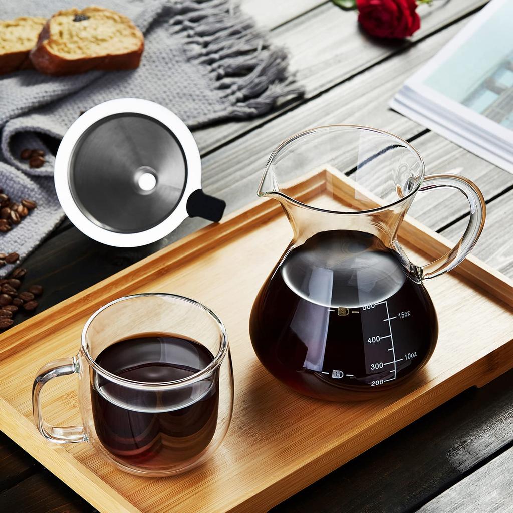 Сервер для кофе POKALOTEA, капельный, 500 мл. Не требуется бумажный фильтр для кофе. Многоразовый фильтр из нержавеющей стали. 2-слойная сетка. Подходит для использования в микроволновой печи.