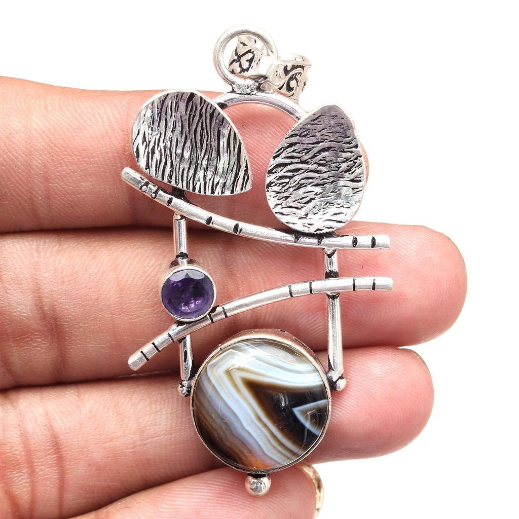 Ожерелье из агата из серебра Ботсваны, натуральный драгоценный камень для подарка, подаренные ювелирные изделия