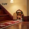 Eco Friendly Wooden Christmas Decor Elf Door Decoration, Miniature Fairy with Cute Mouse Interactive Holiday Wall & Openable Door, Corner for