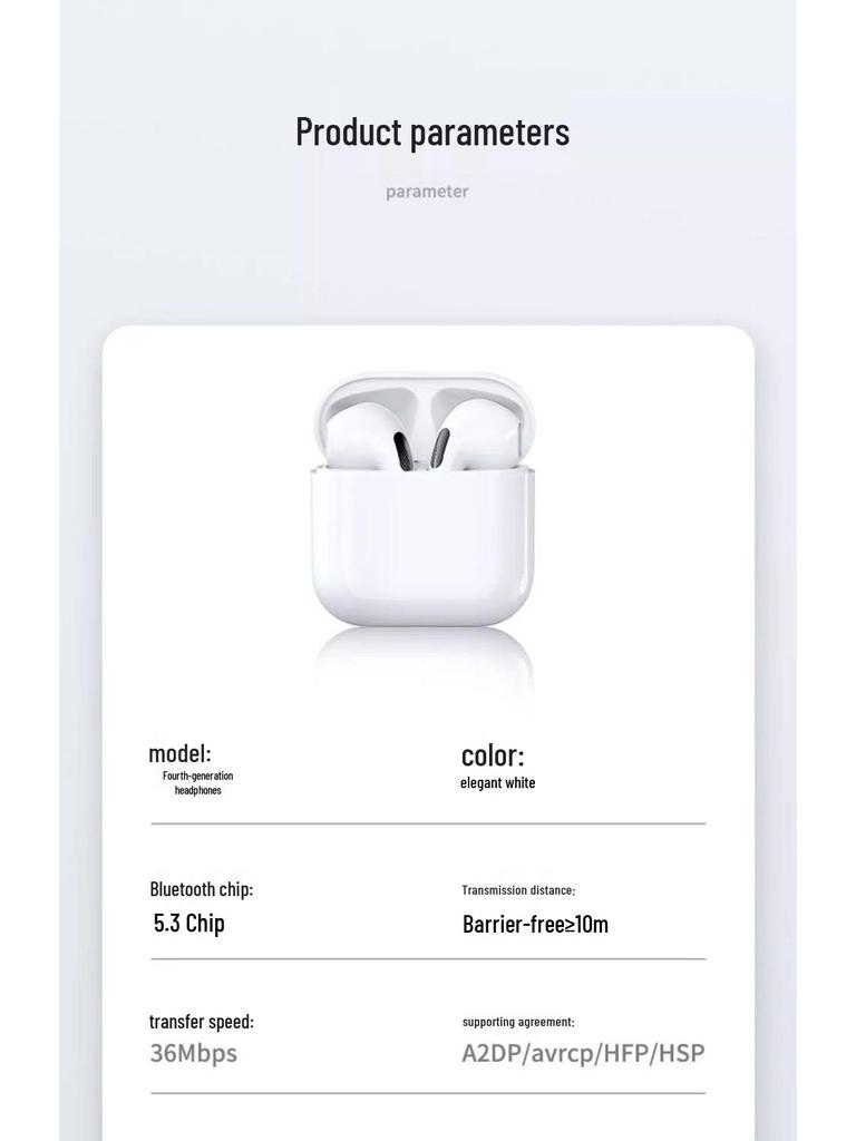 Pro4 Wireless Bluetooth Earbuds with Noise Cancelling, Compatible with Apple & Android