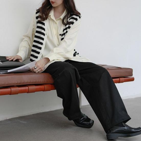 Женская рубашка однотонная с длинным рукавом и лацканами, повседневная рубашка свободного кроя для офиса и вечеринок, повседневная одежда