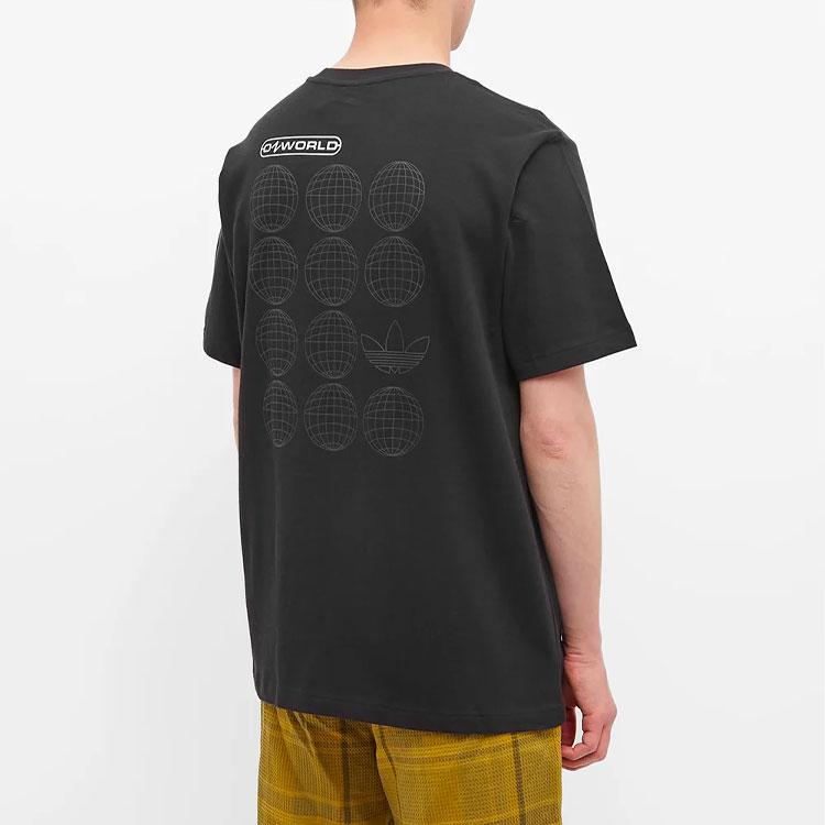 adidas Originals Clover Logo Print Футболка с круглым вырезом и короткими рукавами Мужские топы Черные HL9234