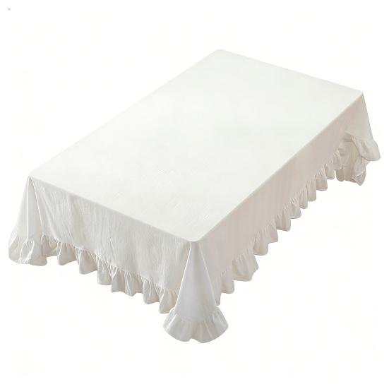 Yousheng Solid Color Ruffled Tablecloth Rectangular Square Table Cover Dining Tablecloth for Farmhouse Kitchen Dining Room Patio Decoration