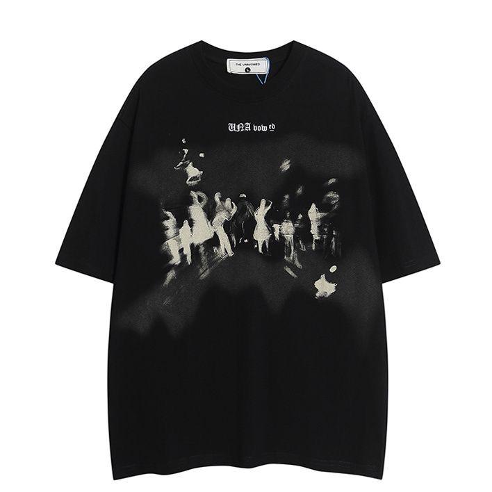 Streetwear Танцующие Тени Графическая Футболка Хлопковая Футболка Унисекс Топы Футболки Летняя Футболка с Коротким Рукавом