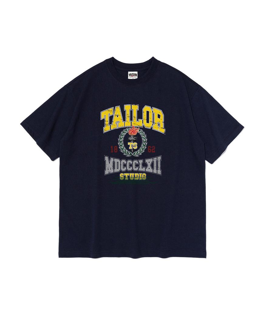 TAILOR STUDIO Тейлор Винтажный Герб Футболка с коротким рукавом (военно-морской флот)