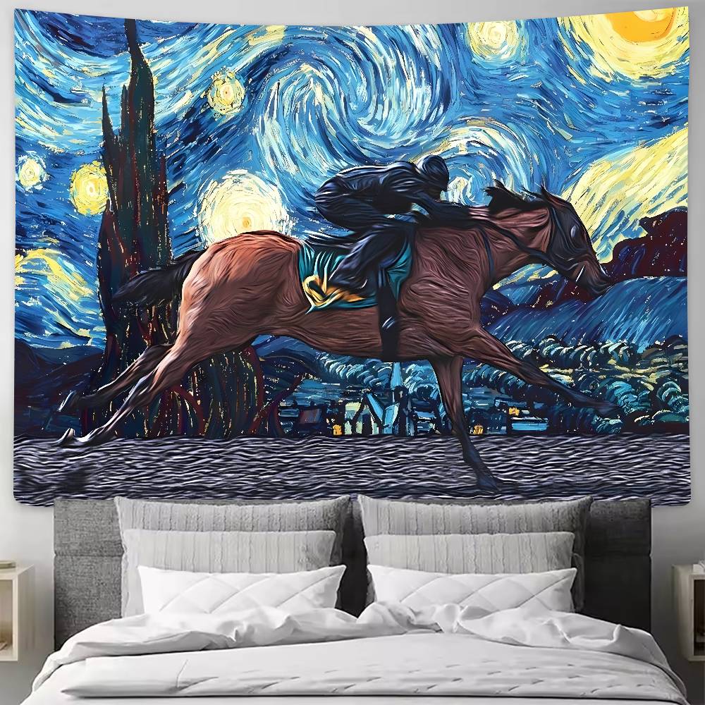 Racing Under The Starry Night Tapestry Game Esports Room Theme Personalized Room Decor Popular bedroom decoration tapestry