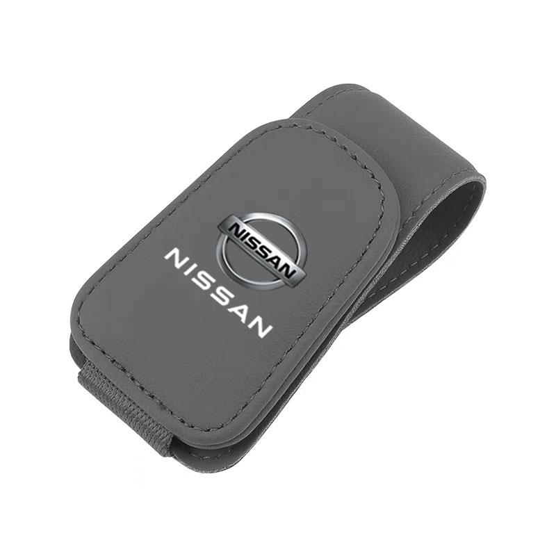 CIZQOI1 Car Sunglasses Holder Magnetic Leather Clip Card Holder For Nissan sentra Serena maxima Versa Micra rogue tiida x-trail NV200