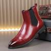 High Top Red Leather Shoes Men's Pointed Feet Large Size Men's Boots Martin Boots British Casual Chelsea Boots