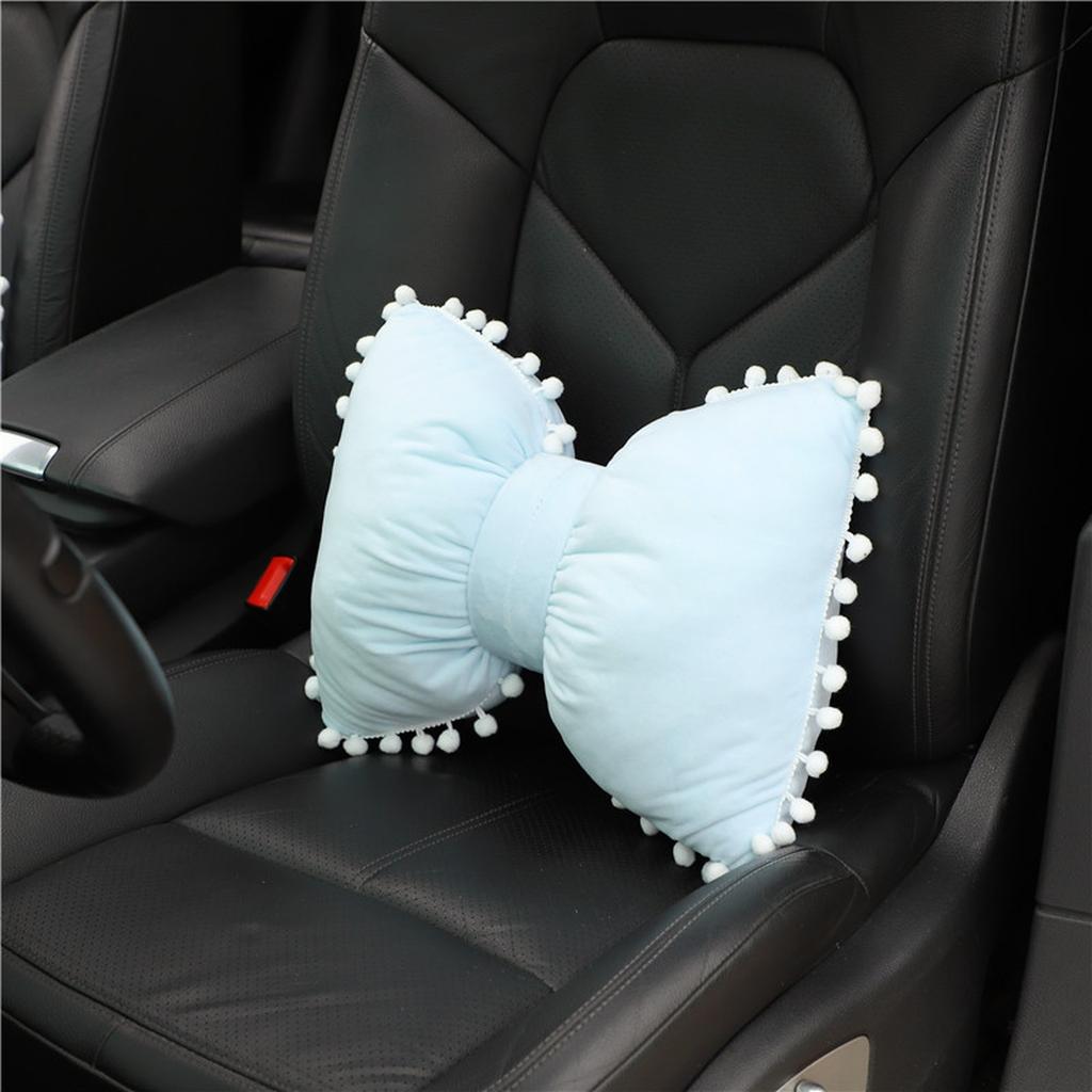 Butterfly Knot Car Neck Pillow And Lumbar Support Cushion Set Plush Bowknot Headrest Pillow Waist Support Charm Colorful C