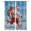 Santa Claus Running Naked On Christmas Day Blackout Curtains For Living Room Bedroom Window Treatment Blinds Drapes
