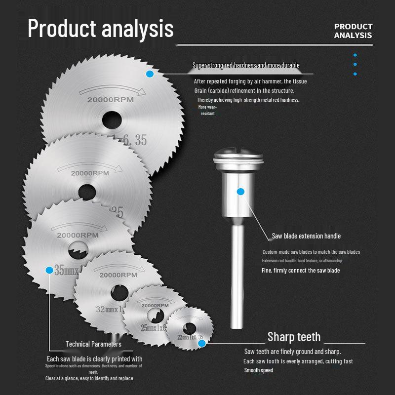 Mini High-Speed Steel Saw Blade for Wood, Plastic, and PVC - Fits Electric Grinders and Hand Drills