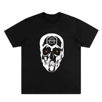 Модный Унисекс Электронный DJ Череп Дизайн Короткий Рукав Diablo Стиль Instagram Свободный Повседневный Топ