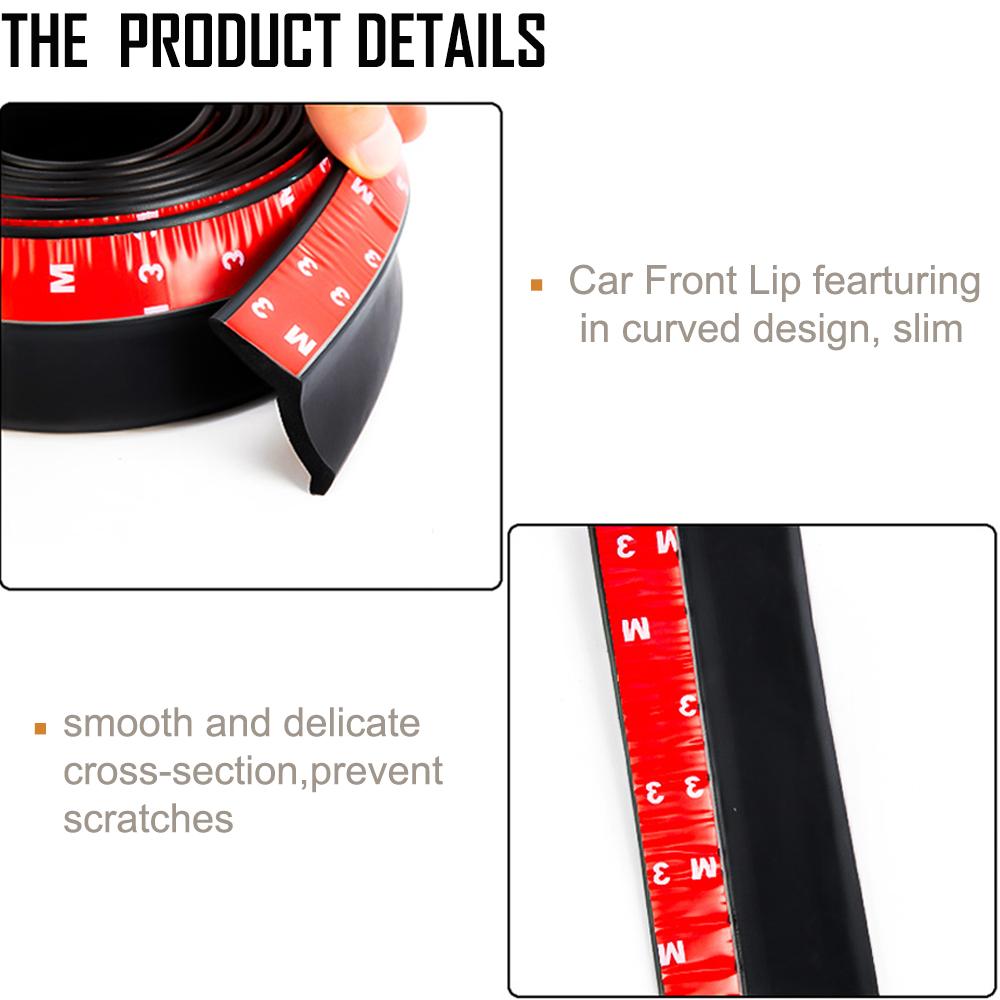 2,5 м передний бампер автомобиля, резиновая универсальная защита для бампера, полоса для губ, боковая юбка автомобиля, наклейки на автомобиль, ширина 65 мм