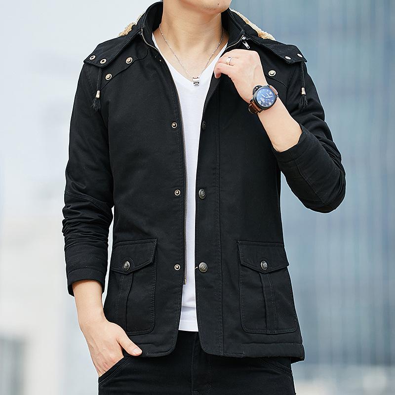 Зимнее пальто мужское утолщенное термообработанное флисовое пальто мужская повседневная корейская версия модный чистый хлопок