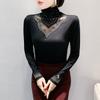 New Winter High Neck Hollow T-shirt Fashionable Slim Fit and Slim Base Shirt for Women