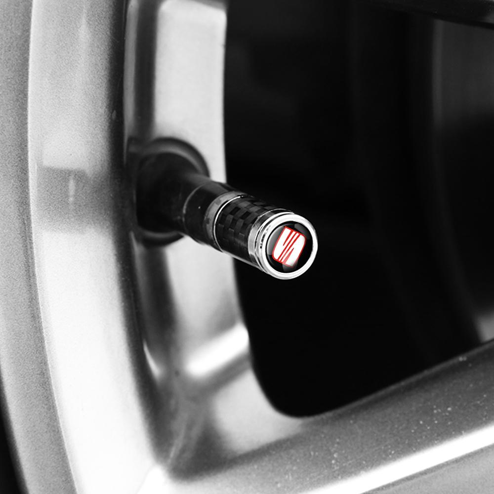 ydsh2 4Pcs Car Accessories Wheel Tire Valve Caps Stem Cover Badge For Seat Ateca Formentor Cupra Ateca Ibiza Leon FR Cordoba E-Racer