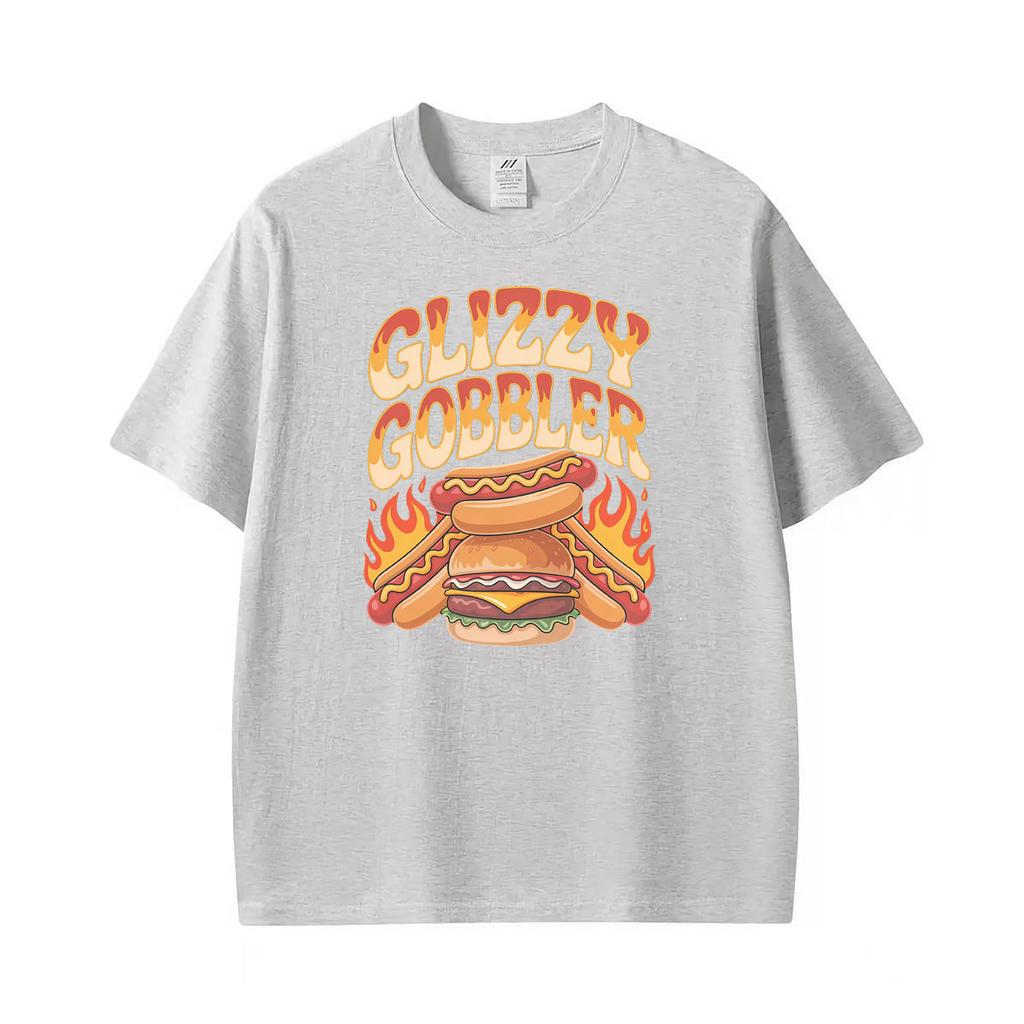 Glizzy Gobbler Faded Vintage Hot Dog Funny Meme Graphic Tshirts Unisexs Unisex Classic Cotton T Shirt Casual Short Sleeve T Shirts