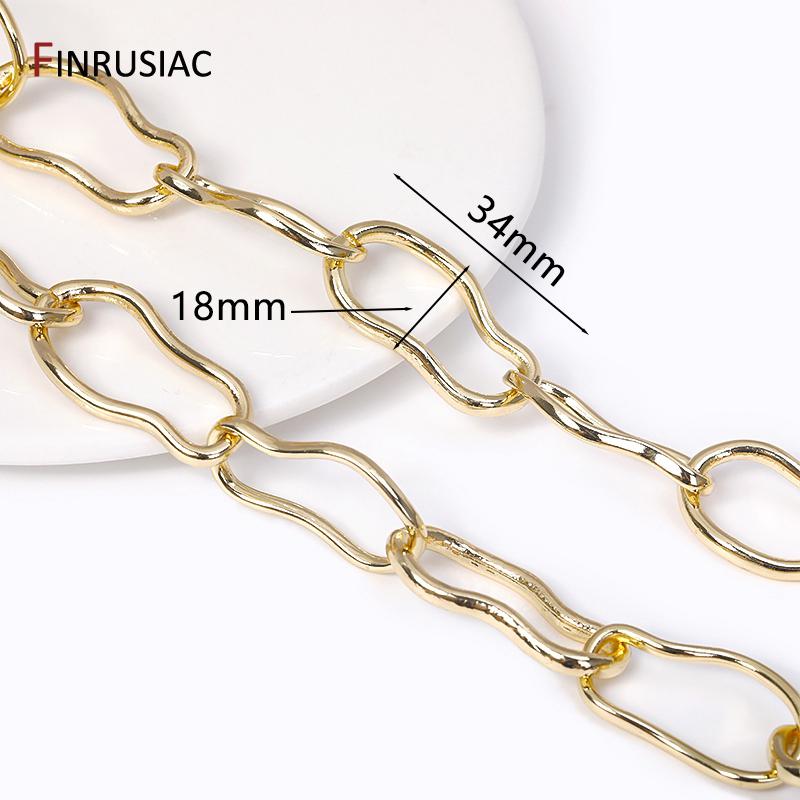 Новые модные нерегулярные цепи из латуни с покрытием 14K золотом для изготовления украшений своими руками, Аксессуары для рукоделия и изготовления украшений