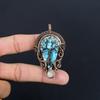 Blue Turquoise Handmade Gemstone Pendant, 999 Copper Wire Wrapped Antique Jewelry Pendant, For Engagement Gift