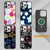 Милый Чехол для Телефона в Стиле Y2K с Клубникой и Звездами для iPhone 17,16,15,14,13, Pro, Max, Plus, Магнитный для Беспроводной Зарядки Magsafe