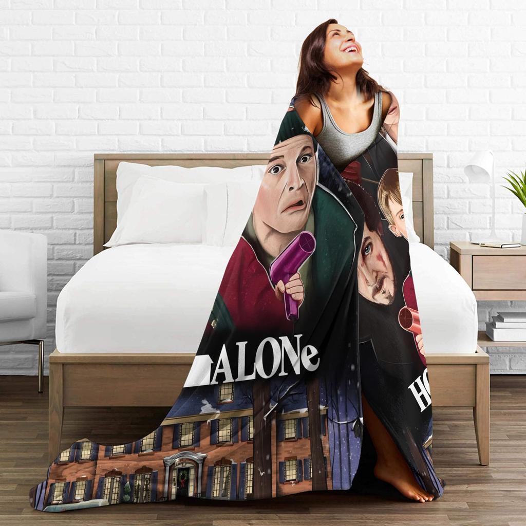 Home Alone Merry Christmas Blanket Quality Warm Soft Throw Blanket Autumn Travel Couch Chair Sofa Bed Funny Bedspread