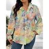 Women's Long Sleeve Printed Blouse Shirt Abstract Floral Print Polyester