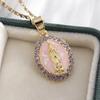 Exquisite Zircon Catholic Virgin Mary of Guadalupe Medal Necklace Women's Fashion Good Luck Amulet Jewelry