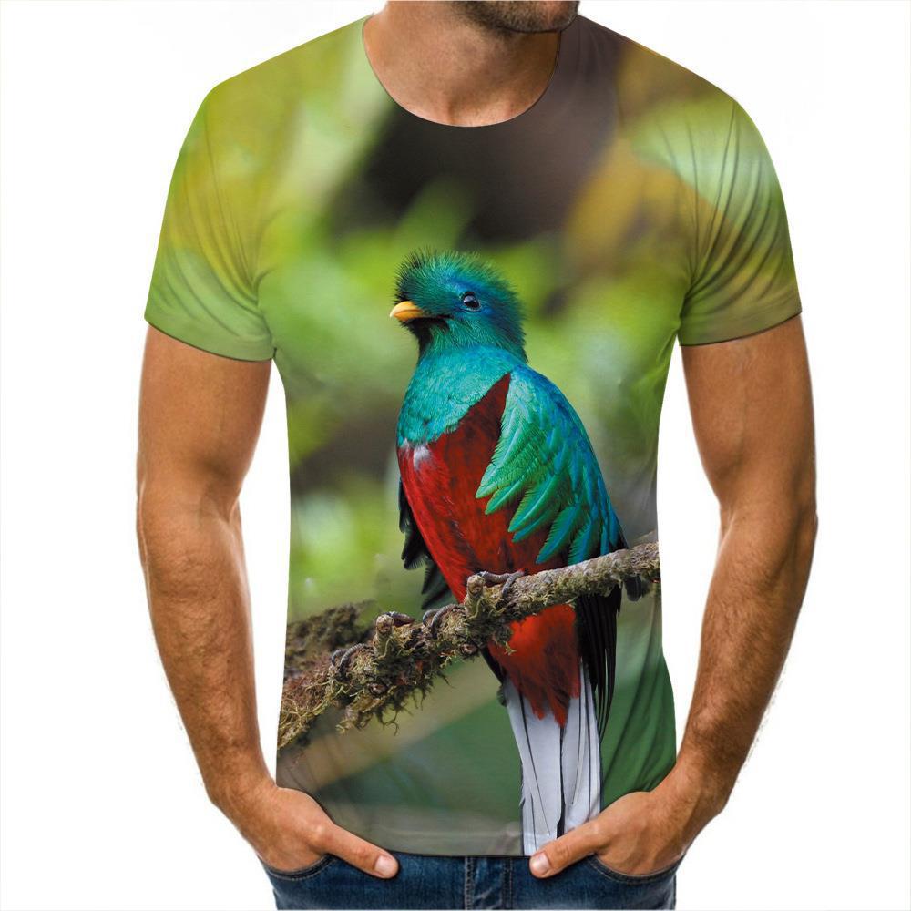 Fashion Colour Painting Parrot Graphic T Shirts Summer Men Casual Trend 3D Printed Short Sleeve Hip Hop Harajuku Streetwear Tees