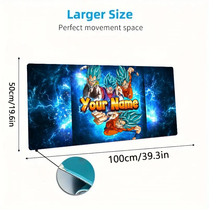 Super Saiyan Blue Custom Name Large Size Mouse Pad Gaming Table Cushion Nonslip Laptop Tablet Big XXL Mat Mini PC Playmat With Lock edge