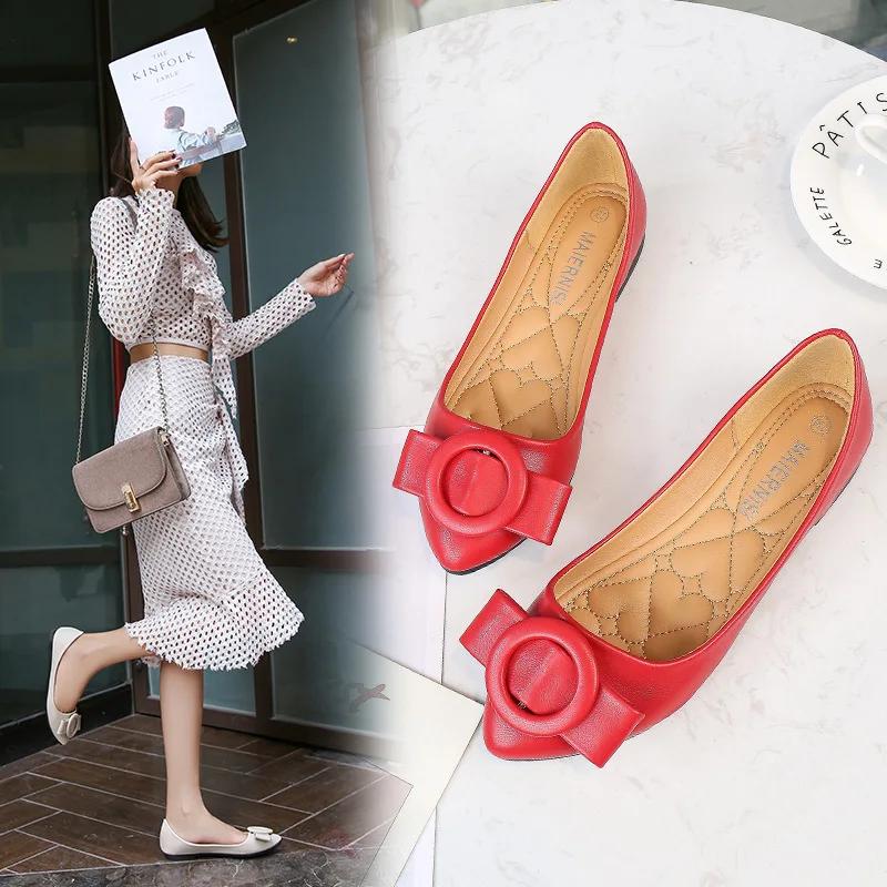 Большой размер 46 модные туфли Bean для женщин повседневные легкие туфли на одну ногу с заостренным носком на плоской подошве Zapatos De Mujer