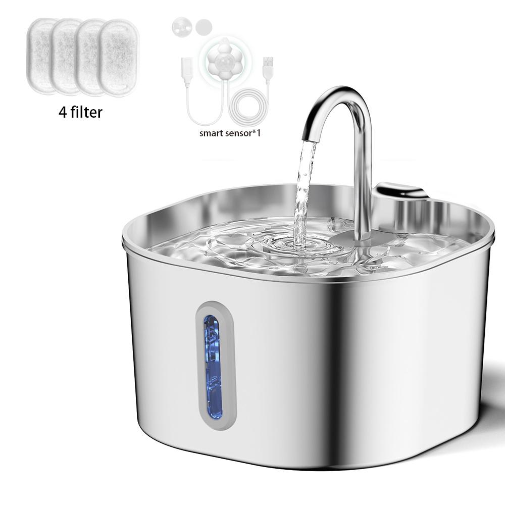 2.2 л Миска-фонтан для воды для кошек из нержавеющей стали Автоматическая поилка для домашних животных Аксессуары Автоматический питьевой фонтанчик для кошек Миска-поилка для собак