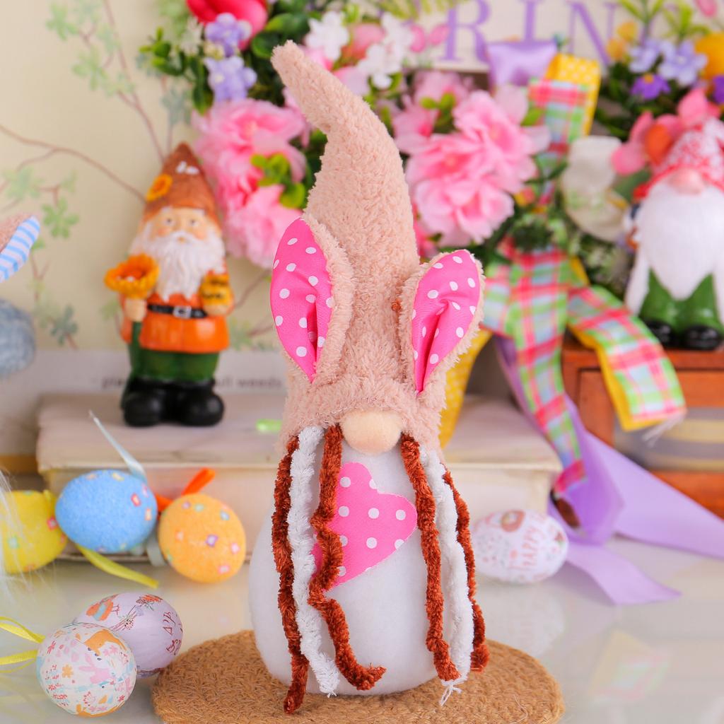 Easter Dwarf Doll Ornament Rabbit Ears Elf Faceless Old Man Window Table Decorations