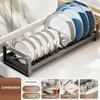 Space Saving Pull Out Dish Rack Built-In Kitchen Drawer Rack Bowl Drain Stand  Kitchen Cabinet