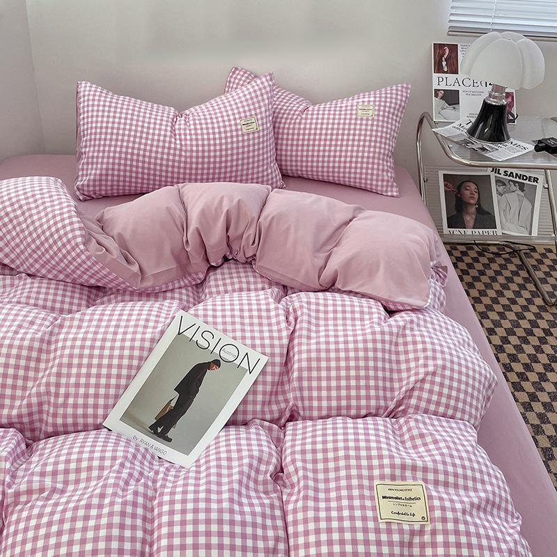 Ins Style Комплект постельного белья в скандинавском стиле, одинарный, двойной, плоский лист, пододеяльник, наволочка, мягкая микрофибра, полный размер Queen Size, постельное белье