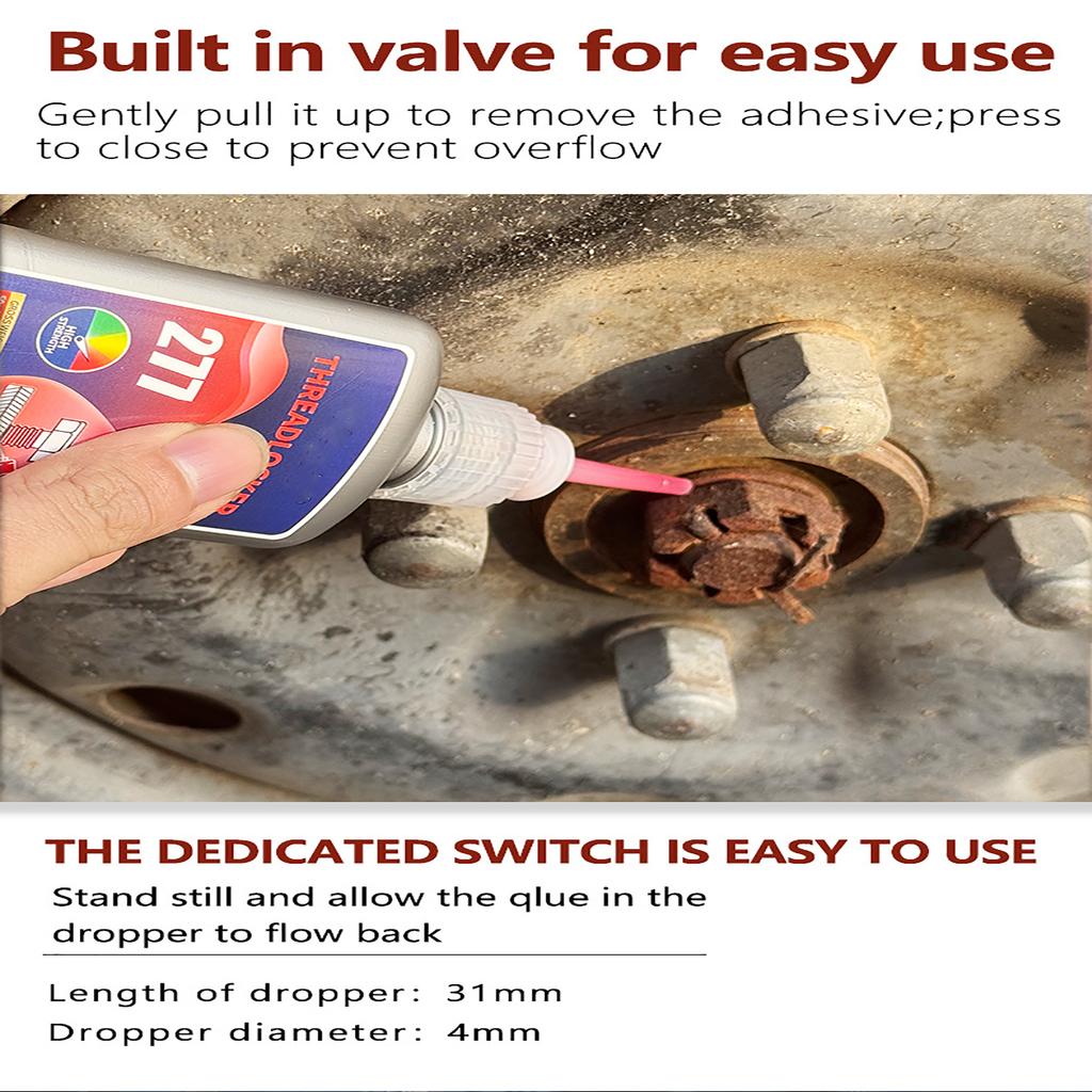 Individually Boxed 50ML Thread Fastener 277 High Temperature Resistant Large Nut Locking Glue Red Liquid Screw Glue