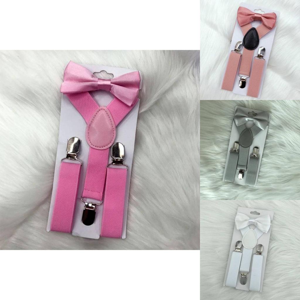 Стильный детский эластичный набор подтяжек и галстука-бабочки для мальчиков и девочек в нескольких цветах