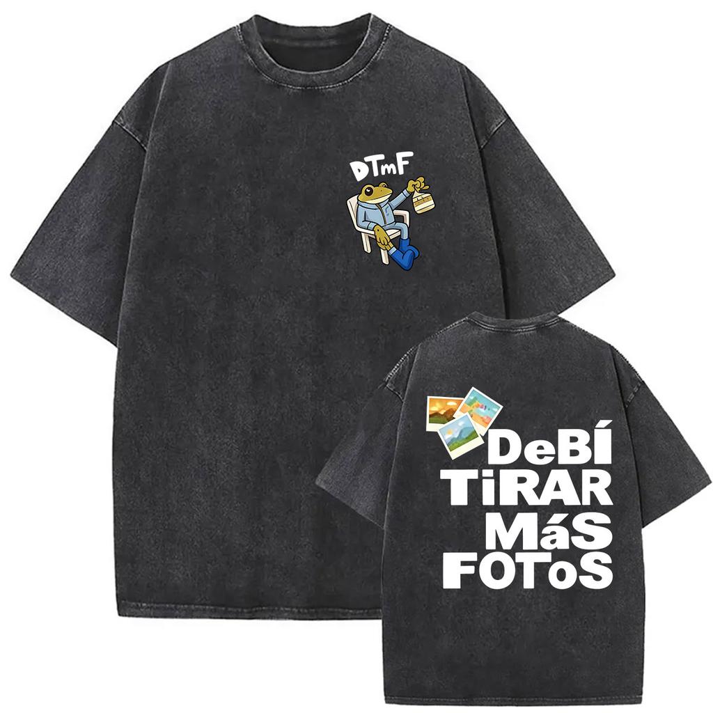 Vintage Washed Bad Bunny Debi Tirar Mas Fotos 2026 Graphic Tshirts Men Women Harajuku Hip Hop Loose ONeck Short Sleeve Tshirt
