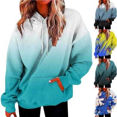 Женская мода, повседневный универсальный повседневный топ с v-образным вырезом и длинными рукавами с принтом