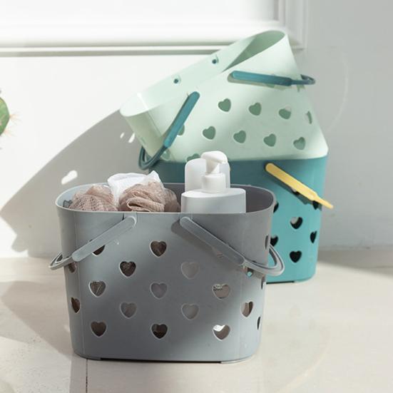 Storage Basket with Handle Large Capacity Hollow Design Portable Shower Caddy Tote Organizer Basket Bin for Bathroom